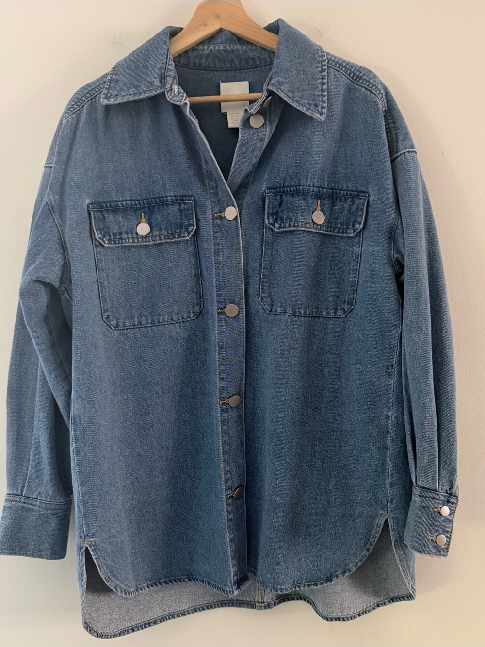 H&M Denim Shacket Jean Jacket Blue Oversized Relaxed Fit Heavyweight Size Small